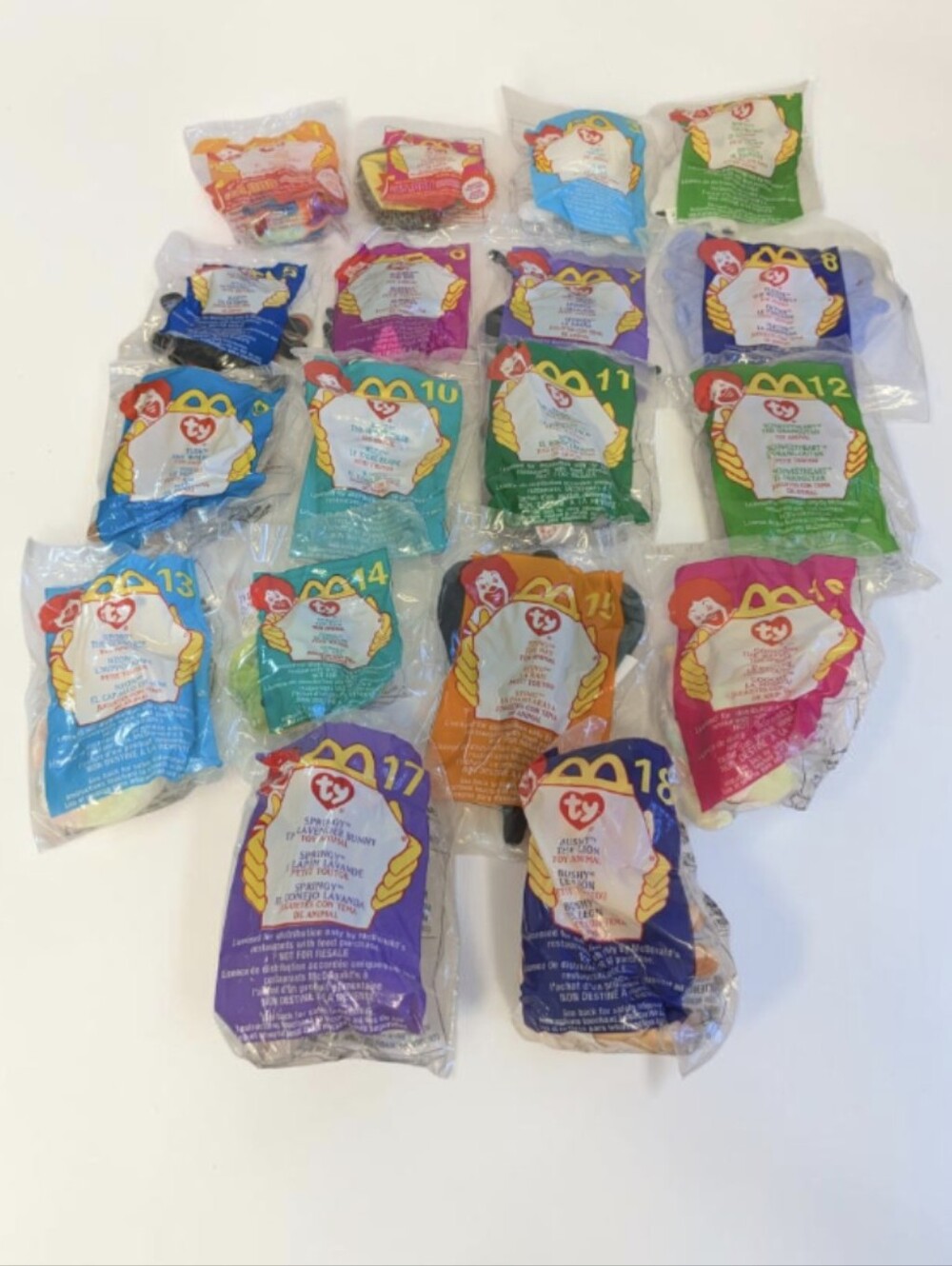 Vintage 2000 McDonald’s Ty Teenie Beanie Babies Complete 18-Piece Animal Set - Picture 1 of 7